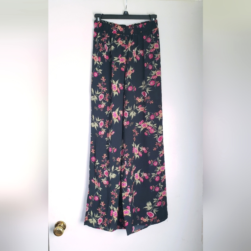 Hippie Rose gauzy, floral, lightweight, wide leg, palazzo pants, Medium